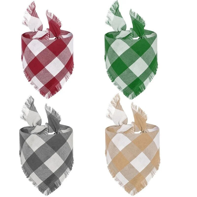 Festive Plaid Triangle Bandanna