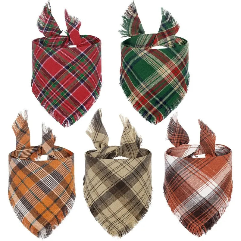 Festive Plaid Triangle Bandanna